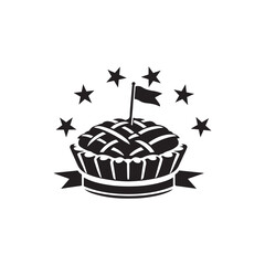 National Meat Pie Day Silhouette Vector Illustration, Solid White Background.