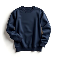 Navy Blue Crew Neck Sweatshirt Mockup on White Background