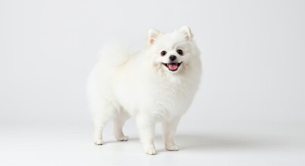 Cheerful Pomeranian Dog on White Background