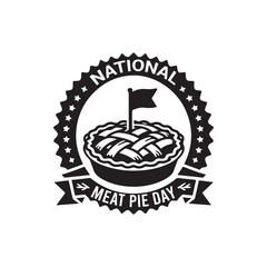 National Meat Pie Day Silhouette Vector Illustration, Solid White Background.