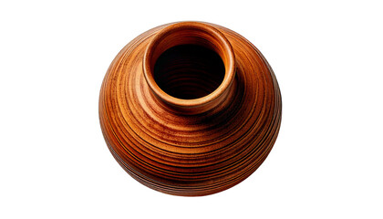 Earth-Toned Rustic Ceramic Vase in Natural Light on White Background