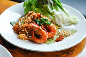 pad thai or stir fried noodle or pan fried noodles or shrimp noodles