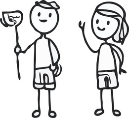 hand drawn stick man vector art