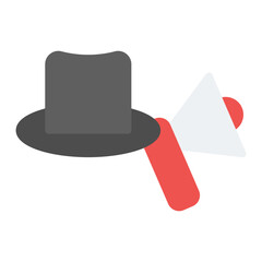 Black Hat PR icon vector image. Can be used for Public Relations Agency.