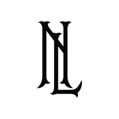 NL monogram logo design letter text name symbol monochrome logotype alphabet character simple logo