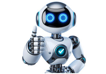 AI Robot Character in Giving a thumbs up poses Friendly isolated on white background