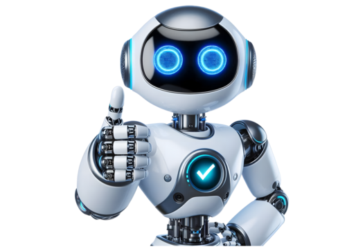 AI Robot Character in Giving a thumbs up poses Friendly isolated on white background