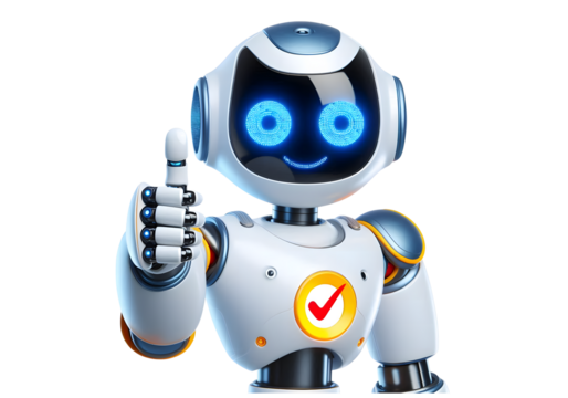 AI Robot Character in Giving a thumbs up poses Friendly isolated on white background