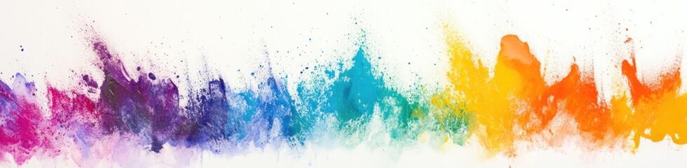 Abstract watercolor paint splatter in rainbow colors