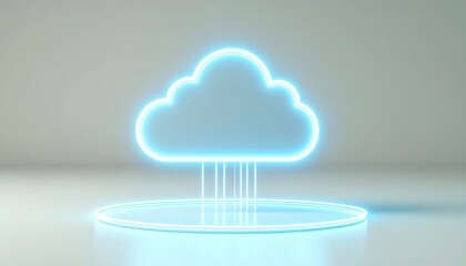 cloud icon representing cloud computing with digital data streams flowing through a futuristic network