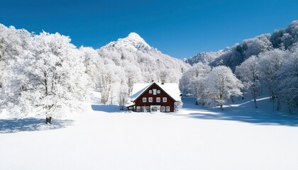 Snowy mountain chalet
