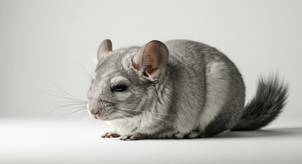 Relaxed Chinchilla on White Background
