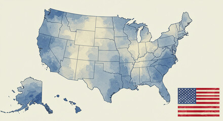Fototapeta premium Outline Map of the United States 