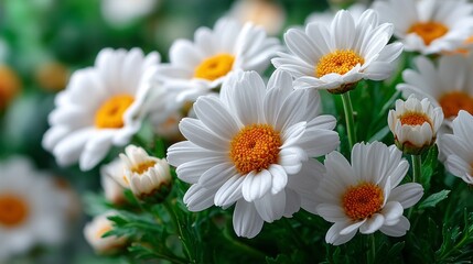 Obraz premium A bunch of white flowers with yellow centers