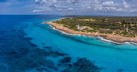 Punta de la Salinas lighthouse and the area of ​​influence of the Cabrera National Park, Cap de...