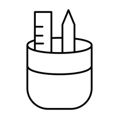 Pencil Case Vector Line Icon Design