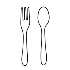 スプーンとフォークの線画イラスト