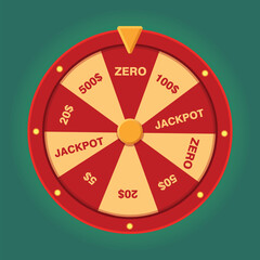 Vector illustration casino roulette concept. Bright stylish flat design roulette with backlight on green background for poker and online casino projects