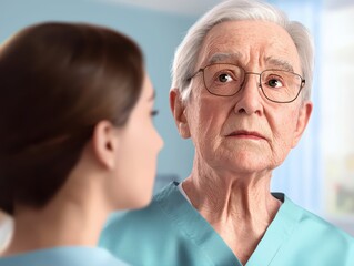 Compassionate Interaction Between Healthcare Worker and Senior Patient in Medical Office Setting