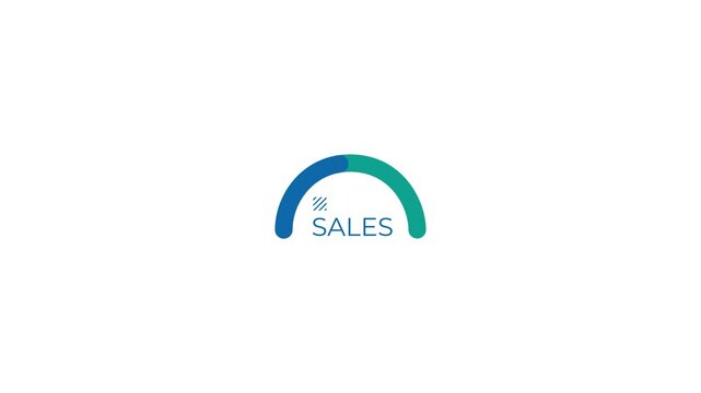 Animated element of business infographic - half circle gauge chart