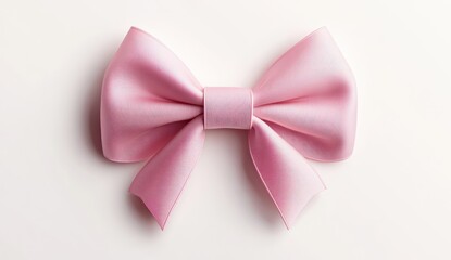 Elegant Pink Ribbon Bow on a Soft White Background Ideal for Various Creative Projects and Invitations