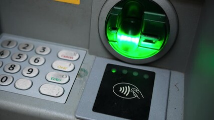 ATM Blinking A Green Light And Ready To Work With Your Card