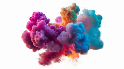 Fototapeta premium Colorful smoke explosion isolated on a white background