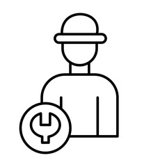 Engineer Vector Line Icon Design