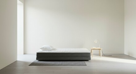 Modern bedroom with minimalist mattress