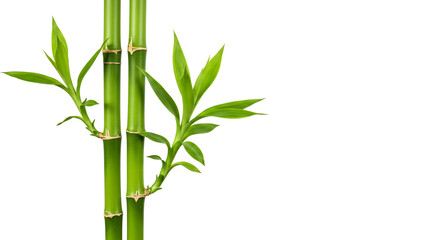 Obraz premium Fresh Green Bamboo Shoots and Leaves Isolated 