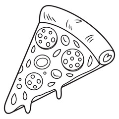 Pizza Slice – Minimal Line Art Food Coloring Page