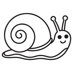 Cute Snail with Spiral Shell – Minimalist Animal Coloring Page