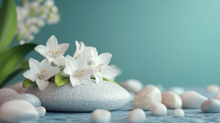Tuberose Flower with Zen Spa Background. Zen Spa Treatment Banner. Closeup Tuberose Flower Photography.