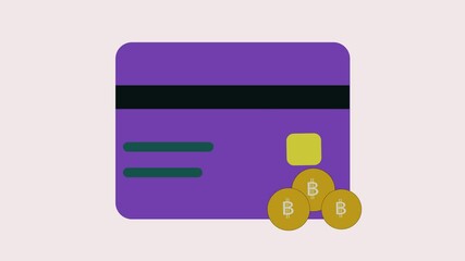 Visual of credit card with animated Bitcoin symbols in motion, ideal for illustrating cryptocurrency payments, finance concepts, and digital wallets. - Powered by Adobe