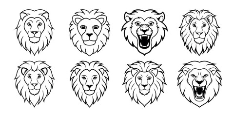 lion king head set  black and white sketch silhouettes © Toyba