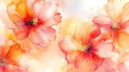 Vibrant Watercolor Floral Background with Delicate Blossoms in Soft Pastel Tones