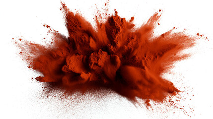 vibrant cloud of orange dust  isolated on white background