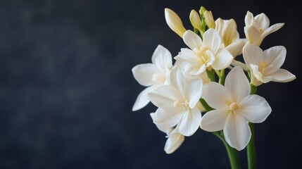 Obraz premium Tuberose Flower with Zen Spa Background. Zen Spa Treatment Banner. Closeup Tuberose Flower Photography.