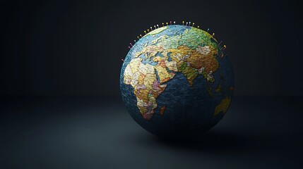 Fototapeta premium Textured globe representation against dark background