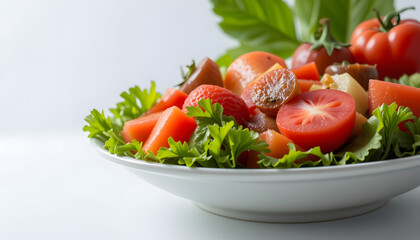 Fresh vegetables, salad, close-up, healthy food for weight control, low fat