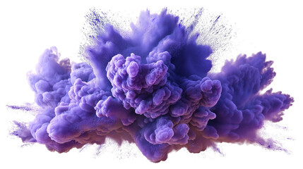 Obraz premium vibrant purple smoke explosion isolated on white background