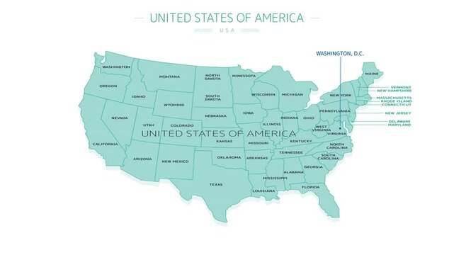 Animated element of geographic infographics - map of the contiguous US