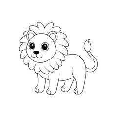 Lion Standing on Grass with Bold Black Outline coloring pages