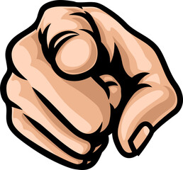 Fototapeta na wymiar Hand Pointing Finger At You Cartoon Illustration