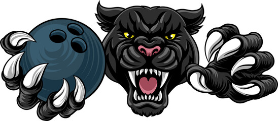 Black Panther Leopard Jaguar Cat Bowling Mascot