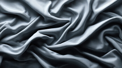 Obraz premium A beautiful and elegant rippled grey satin fabric drapes in flowing folds across the frame creating a soft, luxurious, and visually captivating texture.