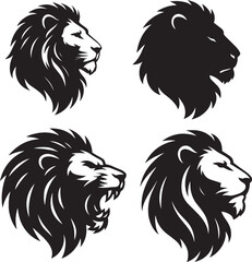 Majestic Roaring Lion Head Silhouette – Bold & Regal Black Profile