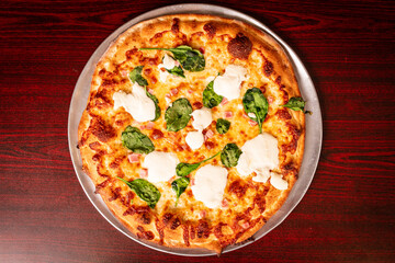 White pizza with spinach 