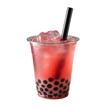 Pink Bubble Tea Recipe  Guide against transparent background