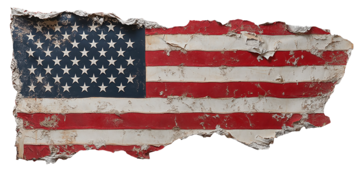 American Flag with Blank Spaces for Text on White Background